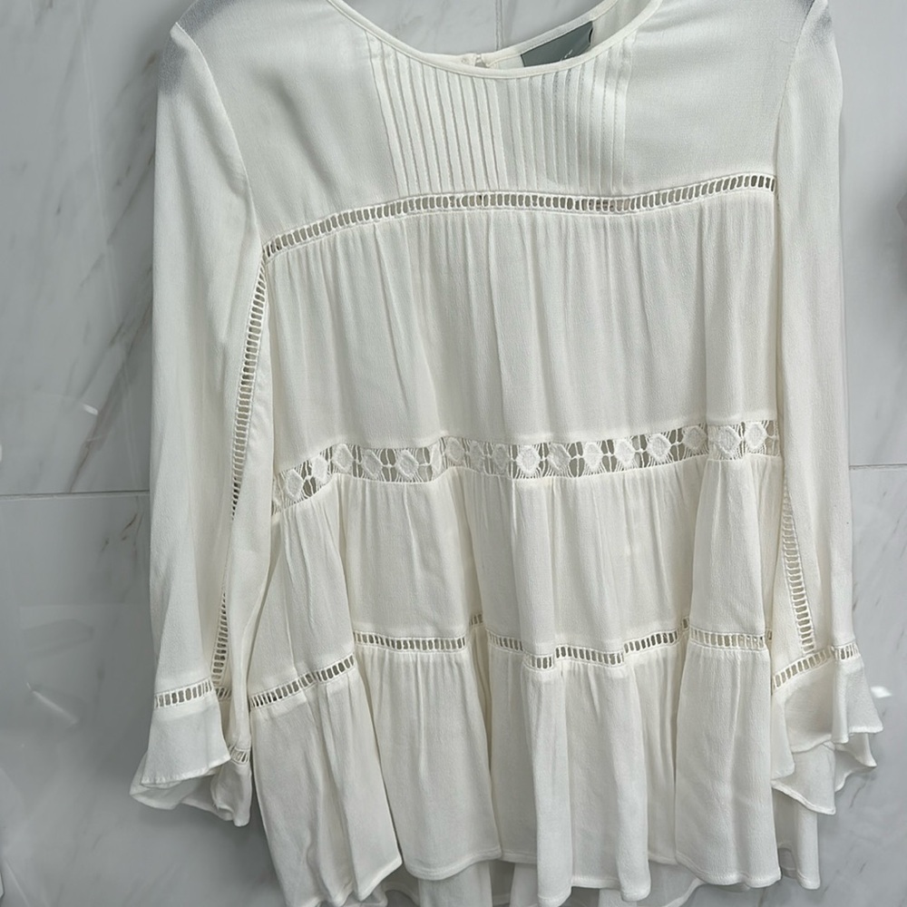 White MARVE Loose Flowing Blouse SZ S NEW W/ Tags from ANTHROPOLOGIE